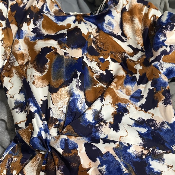 NEW Zara Print Long Sleeve Midi Dress With Knot - Picture 6 of 6